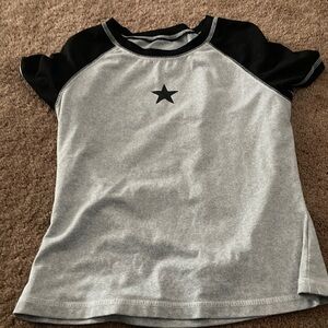 Women's Gray and Black Star Tee